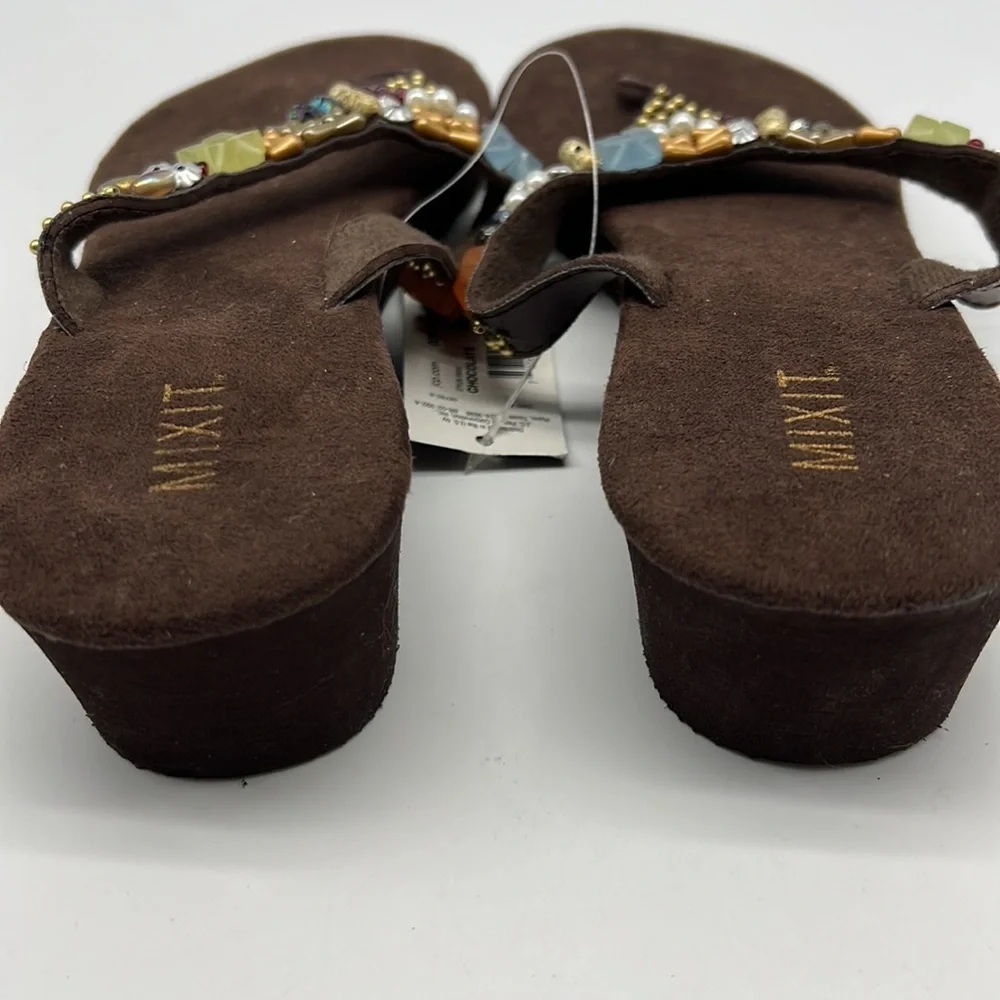 Mixit Brown Sandals with Wedge Heel size 9 NWT